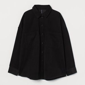 H&M oversized corduroy shirt in black